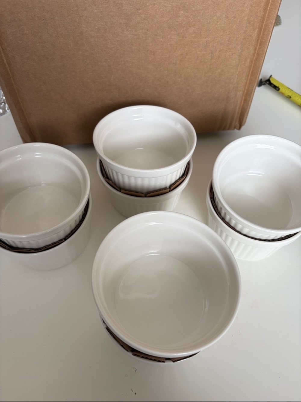 NWOB Set of 8 White Ceramic Ramekin Set - Classic Ovenproof Prep Bowls - Picture 4 of 5